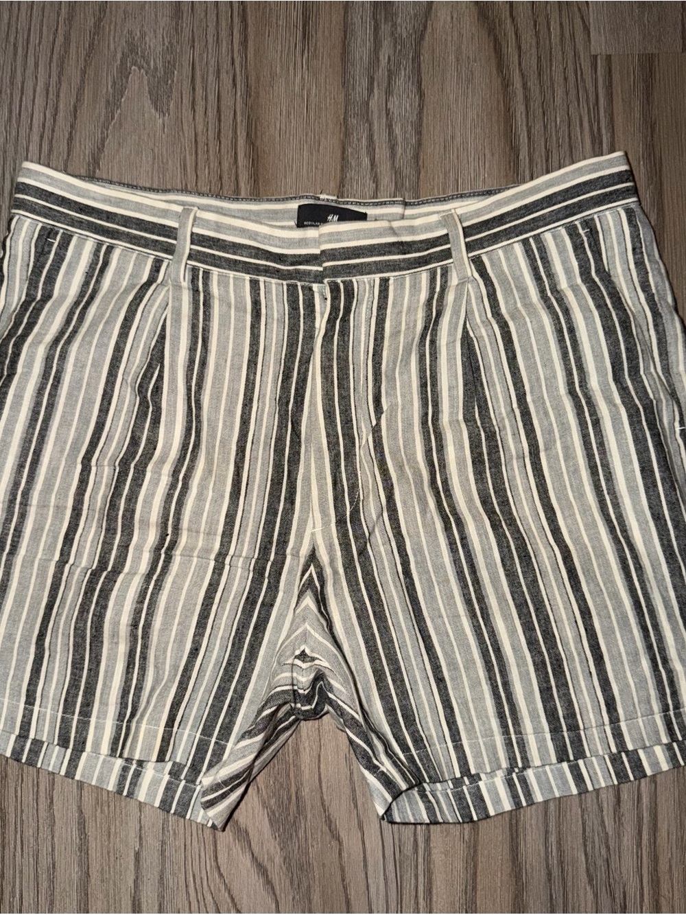 H&M Men's Vertical Stripe Shorts in Cream and Black
